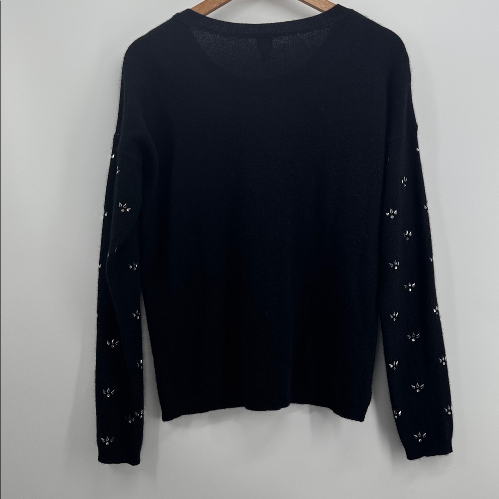 Maison Jules 100% Cashmere Black Sparkly‎ Scoop Neck Sweater Large - Picture 3 of 8